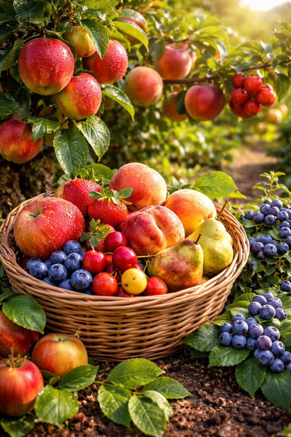 Autumn harvest in a wicker basket